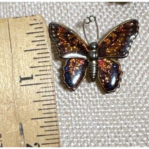 Butterfly Brooch Pin Set of 2 Multicolor Glitter Enamel Beautiful - Picture 6 of 10